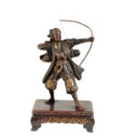 FINE JAPANESE MIXED METAL BRONZE FIGURE OF AN ARCHER, BY MIYAO EISUKE, MEIJI PERIOD