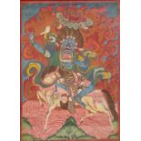 PAINTED PANEL DEPICTING PANJARNATA MAHAKALA, TIBET, 19TH CENTURY