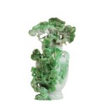 JADEITE 'LINGZHI-FUNGUS' VASE AND COVER