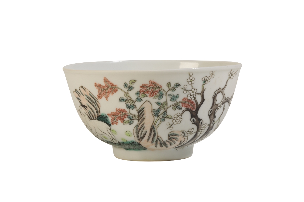 FAMILLE VERTE 'THREE RAMS' BOWL, DAOGUANG MARK BUT LATER QING DYNASTY