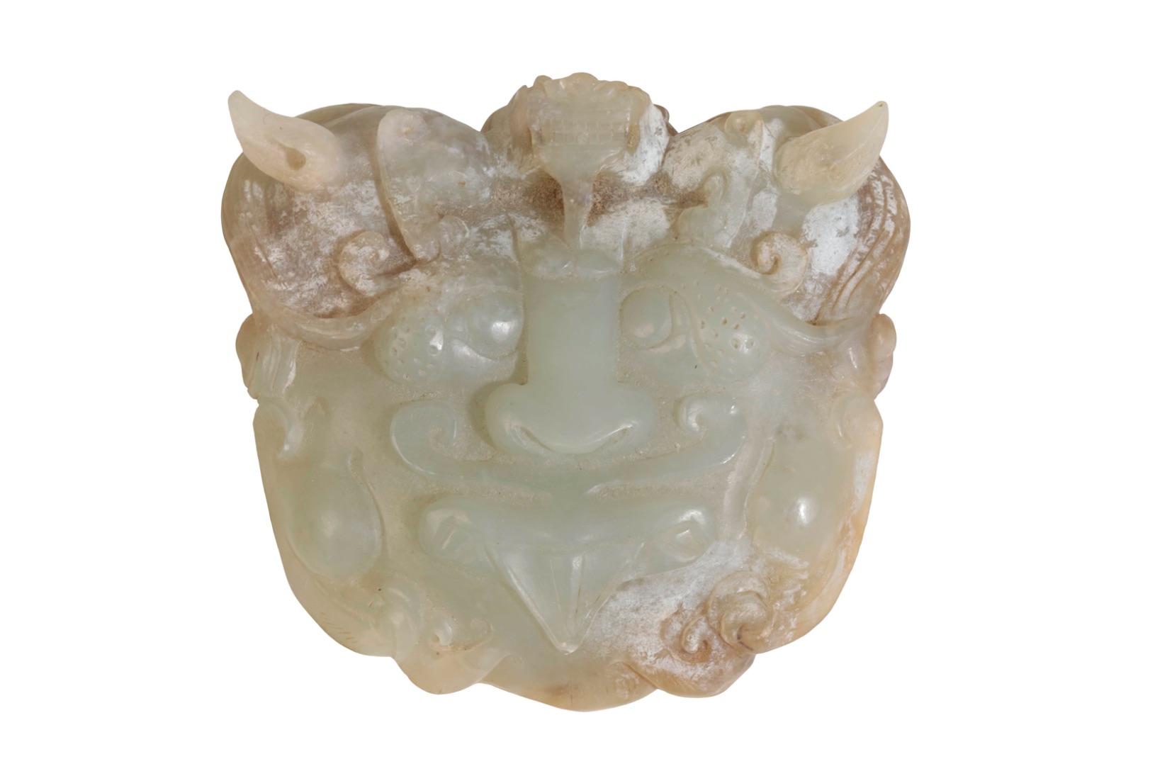 ARCHAISTIC CARVED JADE BELT BUCKLE