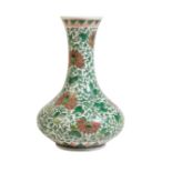 FAMILLE VERTE 'LOTUS' VASE, LATE QING DYNASTY