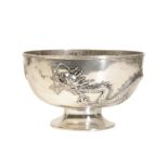 CHINESE EXPORT SILVER 'DRAGON' BOWL, QING DYNASTY, 19TH CENTURY