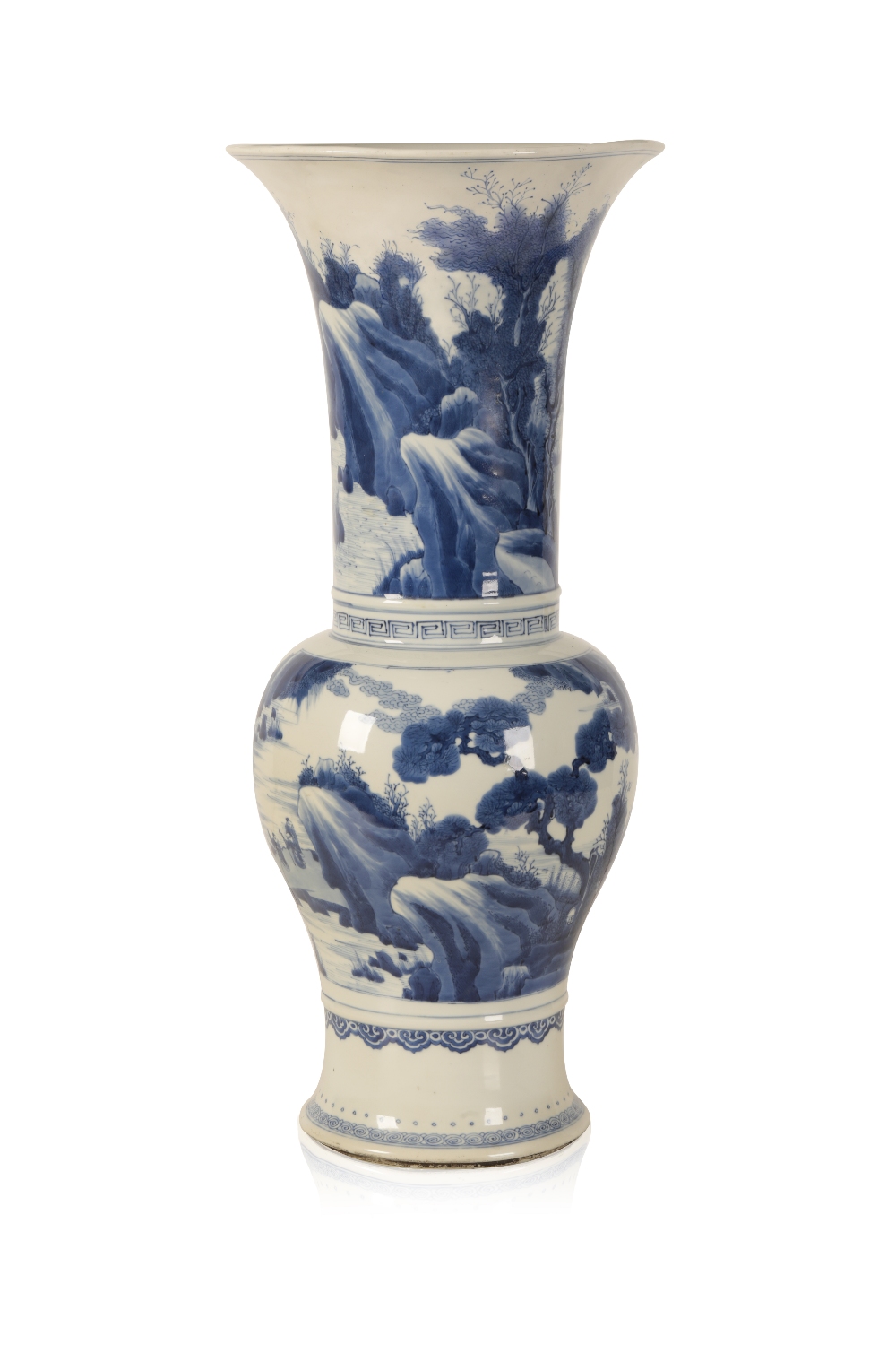 LARGE BLUE AND WHITE 'LANDSCAPE' YEN YEN VASE, KANGXI PERIOD