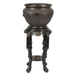 LARGE JAPANESE BRONZE JARDINIERE, LATE 19TH CENTURY