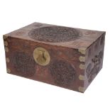 CARVED HUANGHUALI 'TREASURE' BOX, QING DYNASTY