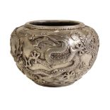 SILVERED BRONZE ‘DRAGON AND PHOENIX’ CENSER