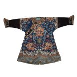 RARE EMBROIDERED BLUE SILK CHILDS 'DRAGON' ROBE, GUANGXU PERIOD