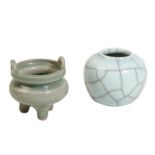 CELADON-GLAZED TRIPOD CENSER