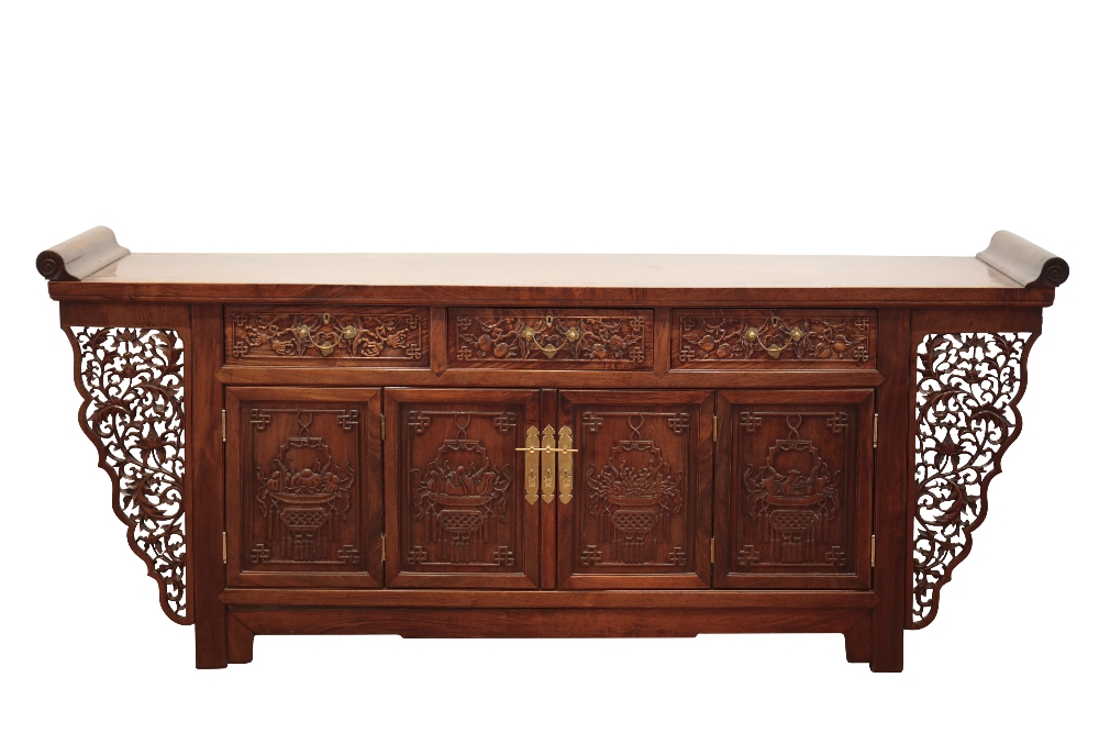 FINE HUANGHUALI THREE-DRAWER COFFER, GUICHU, QING DYNASTY