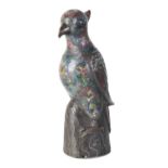 LARGE CLOISONNE FIGURE OF A PARROT, XUANDE MARK BUT LATER