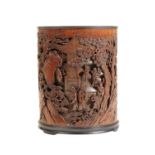 FINE CARVED BAMBOO BRUSHPOT (BITONG), QING DYNASTY, PROBABLY QIANLONG PERIOD