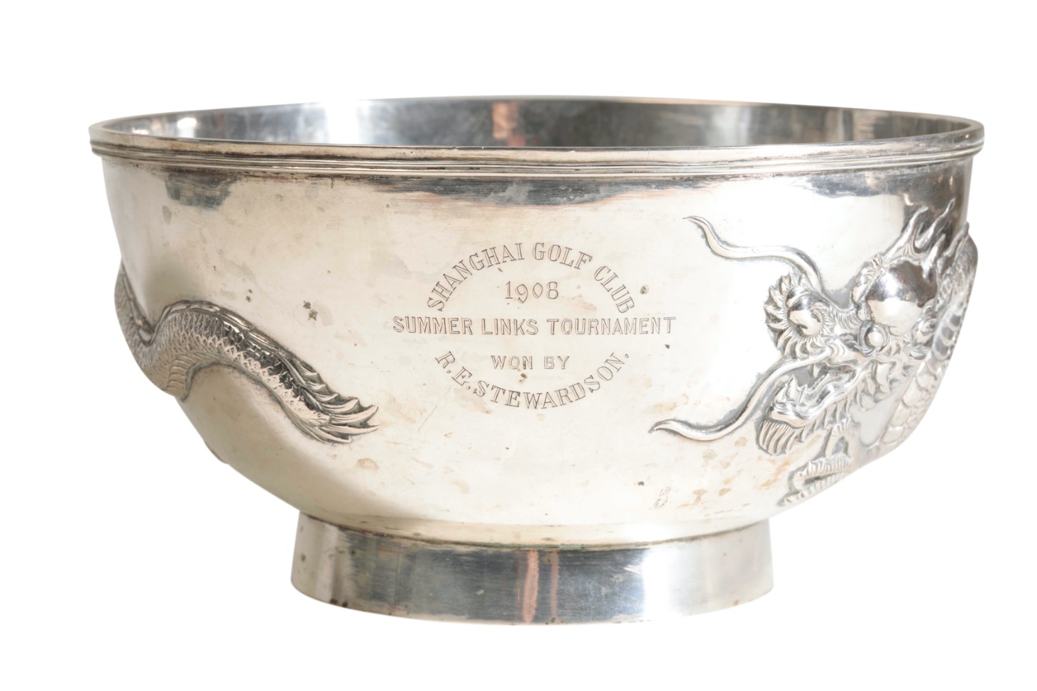 CHINESE EXPORT SILVER 'DRAGON' BOWL, LUEN WO, SHANGHAI, EARLY 20TH CENTURY - Image 2 of 2