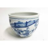 BLUE AND WHITE TRANSITIONAL STYLE JARDINIERE, 20TH CENTURY