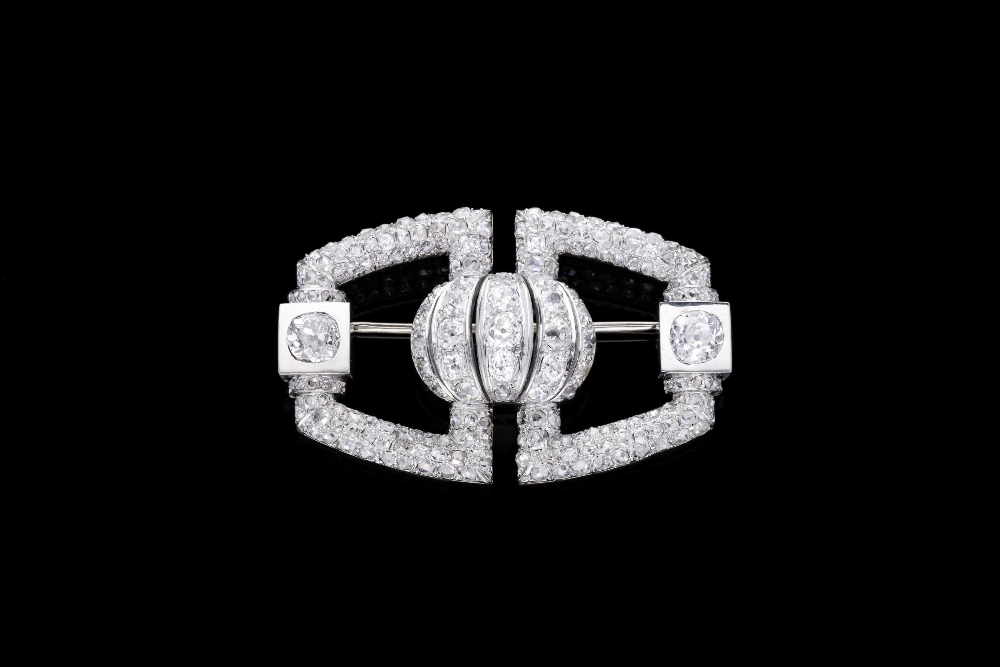 A RENE BOIVIN DIAMOND ART DECO BROOCH