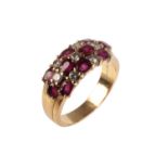 A RUBY AND DIAMOND CLUSTER RING