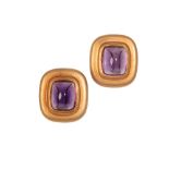 A PAIR OF TIFFANY & CO SUGARLOAF AMETHYST CLIP EARRINGS