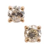 A PAIR OF DIAMOND EAR STUDS,