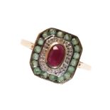 AN ART DECO STYLE GEM-SET RING