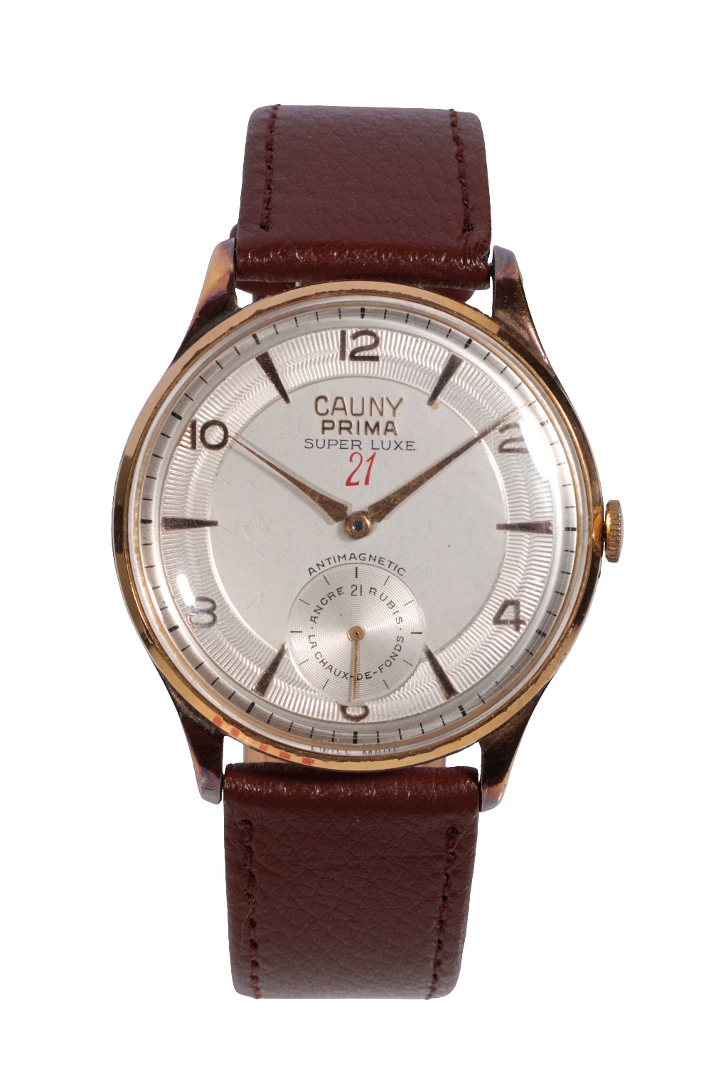 CAUNY PRIMA SUPERLUX 21 GENTLEMAN'S GOLD PLATED WRISTWATCH