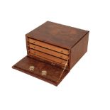 A LARGE BURR WOOD DESKTOP HUMIDOR