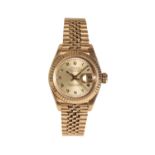 ROLEX OYSTER PERPETUAL DATE JUST 18CT GOLD LADY'S BRACELET WATCH