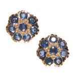 A PAIR OF SAPPHIRE CLUSTER EARRINGS