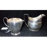 A GEORGE III SILVER CREAM JUG, and one other similar, (c.7.7oz) (2)