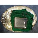 A SILVER PLATED OVAL TRAY and other plated items