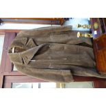 A VINTAGE MOHAIR PLUSH GENTLEMAN'S DOUBLE BREASTED OVERCOAT