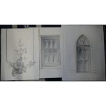 A PAIR OF 19TH CENTURY GERMAN GOTHIC REVIVAL ARCHITECTURAL DRAWINGS OF DOORS, inscribed 'Wilh