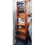 A SET OF EARLY 20TH CENTURY MAHOGANY LADDERS, 165cm high