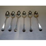 A QUANTITY OF SILVER HANOVERIAN PATTERN DESSERT SPOONS, (c.5.5oz) (6)