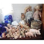 A COLLECTION OF PIGS, collector's plates, ceramics and sundries