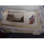 A LARGE QUANTITY OF UNFRAMED COLOURED RE-STRIKES OF 19TH CENTURY ENGRAVINGS, many duplicate