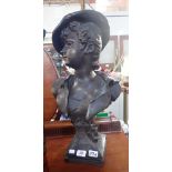 AFTER DUTRION; 'LA CANOTIERE' A RESIN BUST OF A FEMALE, 60cm high