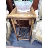 A CHINESE ELM OCCASIONAL TABLE, panel top and openwork undertier, 43cm x 33cm