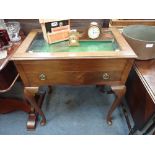 A WALNUT BIJOUTERIE CABINET, fitted a drawer on cabriole legs, 69cm wide