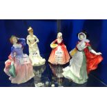 FOUR ROYAL DOULTON FIGURES, 'Blithe Morning', 'Country Girl', 'Wales' and 'Janet'