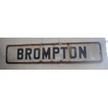 A VINTAGE AMERICAN ENAMEL 'BROMPTON' SIGN from San Francisco, purchased in the 1970s, 84cm long