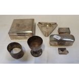 A COLLECTION OF MIXED SILVER, including an engine turned cigarette box (c.5.6oz)