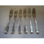 A QUANTITY OF SILVER FIDDLE PATTERN DINNER FORKS, (c.15.7oz)