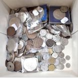 A COLLECTION OF MIXED COINS, including some pre-1947 silver
