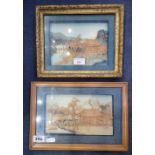 TWO FRAMED CORK PICTURES, LATE QING / REPUBLIC PERIOD, 29cm wide, 24cm high & 33cm wide, 23cm