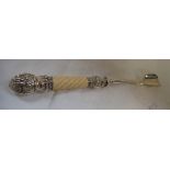 A SILVER AND IVORY STILTON SCOOP, 28cm long