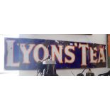 AN EARLY 20TH CENTURY ENAMEL SIGN, 'LYONS' TEA', 131cm wide