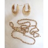 A 9CT GOLD CHAIN LINK NECKLACE, together with a pair of 9ct gold earrings, approx 17.8grams total