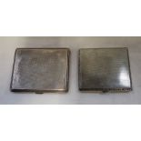 A SILVER ENGINE TURNED CIGARETTE CASE, and a metalware example (c.3.6oz) (2)