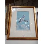 M. SITAK, (20th century) Study of a Spitfire banking, c. 1960, signed lower right, watercolour, 37.