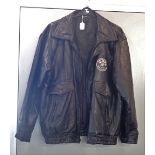 A GENT'S BLACK LEATHER JACKET, with badge celebrating 'The 60th Anniversary of 'D' day'